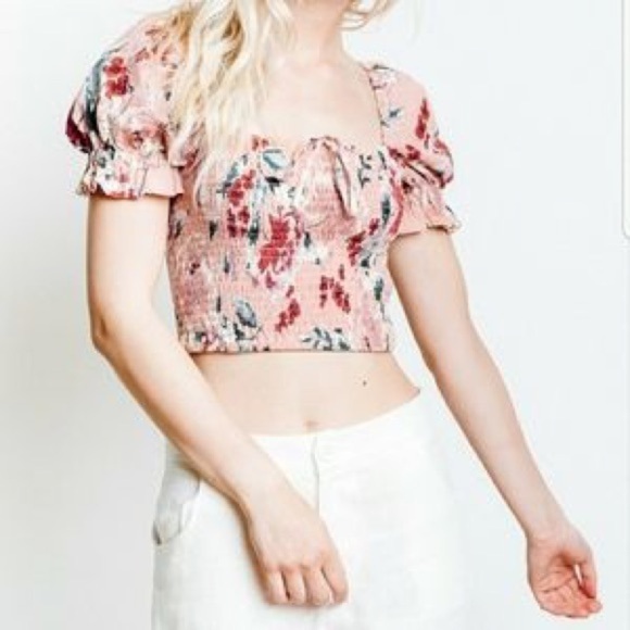 NWT Band of Gypsies mauve puff sleeve crop top size M - Picture 1 of 10